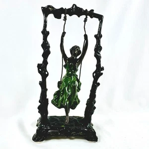 Antigua Escultura de Bronce Auguste Moreau Mujer en Columpio Decoración Art Nouveau ENCANTADORA - Imagen 1 de 10