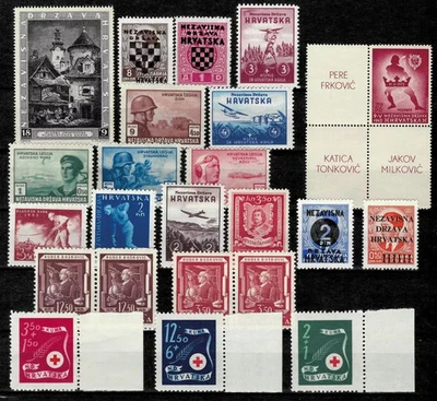 Lote de selos MNH da Segunda Guerra Mundial - Croácia NDH 1941/44 ☀ - Imagem 1 de 2