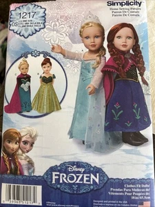 Simplicity 1217 Sewing Pattern Disney Frozen Anna Elsa Costumes 18 Inch Doll  - Picture 1 of 2