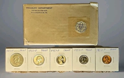 1957-P Treasury Department United States Mint Philadelphia Silver Proof Coin Set - Image 1 of 4