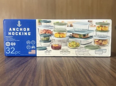 Anchor Hocking 32-Piece Glass Food Storage Containers with Colorful BPA-Free Lid - Image 1 of 4
