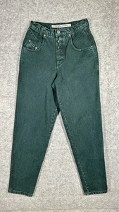 90er Vintage Zena Damenjeans Größe 9 grün Fass hoher Bund Knopfleiste spitz zulaufend Mom - Bild 1 von 9