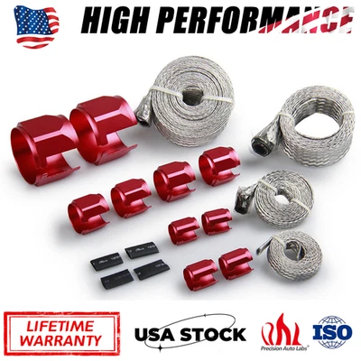 Steel Braided Hose Set Engine Dress Up Kit Radiator Vacuum Fuel Oil Line - Image 1 of 4