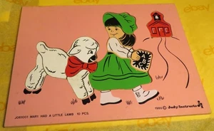 Vintage Judy Instructo 10 Pc Wooden Puzzle Mary Had A Little Lamb J061001 1980 - Picture 1 of 6