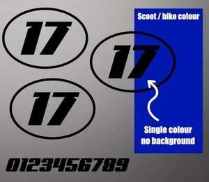 Oval Race Numbers x3 Vinyl Stickers Decals classic more size and colours - Picture 1 of 2