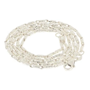 Italienische 14k Weißgold massive Diamantschliff Raso Kette Halskette 18" 1,4 mm 6,7 Gramm - Bild 1 von 5