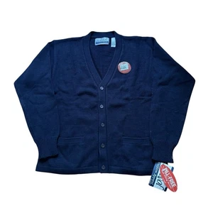 Vintage Ringo School Uniform Apparel Navy V-Neck Knit Cardigan Size XL 18-20 NWT - Picture 1 of 8