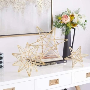 CosmoLiving by Cosmopolitan Gold Metal Star Sculpture (Set of 3) - Picture 1 of 6