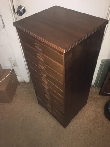 Vintage Sheet Music Storage Cabinet Specimen  Cabinet 11 Drawer Cover