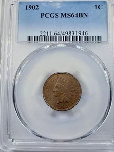 1902 Indian Head Cent MS64 BN PCGS - Picture 1 of 4