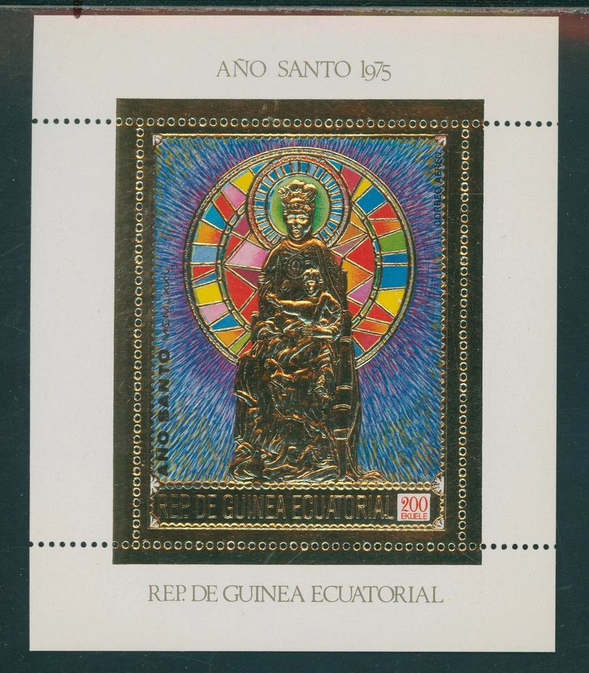 Guinea Ecuatorial OS #27 NGAI S/S Año Santo 1975 LÁMINA DE ORO $$ Foto 1 de 1