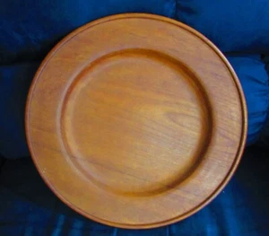Large Teak Wood Serving Platter Or Plate, 18 In. Across - Picture 1 of 4