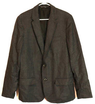 Chaqueta de traje a rayas de lana negra para hombre - talla XL, 90 % lana, 10 % cachemir Foto 1 de 4