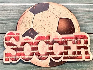 Soccer Ball Metal Hanging Wall Sign Decor Room Office Sports Theme Hobby Lobby - Imagen 1 de 6