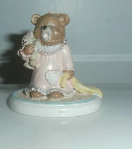 Sweet Dreams Bear with Pearls Russ Berrie Item # 14070 Miniature Figure 2.5" - Picture 1 of 4