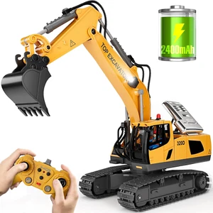 Remote Control Excavator Construction Toys for Boys, 2×1200Mah RC Construction T - Picture 1 of 12