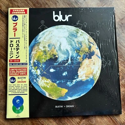 BLUR - BUSTIN' + DRONIN' NEW BLUE & GREEN DOUBLE VINYL LP / REMIXED /LYRIC SHEET Foto 1 de 4