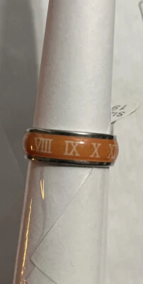 Orange With Roman Numerals Band Size 9.5 Unisex Fashion Piece Stainless Steel - Image 1 of 3