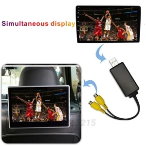 Adaptador USB a RCA para Radio Coche Reproductor Multimedia y Reposacabezas Pantalla Universal - Imagen 1 de 4