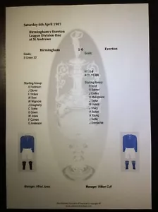 1906-07 Birmingham v Everton Division 1 matchsheet - Picture 1 of 1