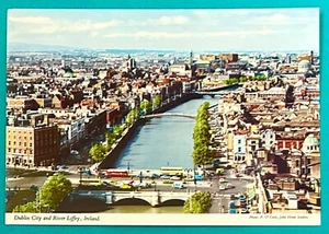 Bridges Over River Liffey Dublin Ireland Aerial View • Divided Back Continental - Picture 1 of 2