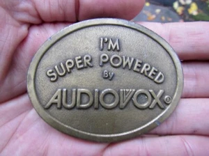 Vtg AUDIOVOX Belt Buckle HI-FI Audio Super Boombox CAR Stereo Sound RARE VG+ - Picture 1 of 4
