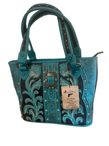 Montana West Concealed Gun Carry Purse Turquoise/Teal & Black New With Tags!! - Picture 1 of 10