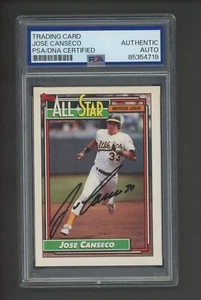 Jose Canseco 1992 Topps All Star Card #401 PSA/DNA Encased Autograph - Picture 1 of 2