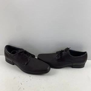 Calvin Klein JACOB Dark Brown Textured Leather Lace Up Oxfords Men’s Size 10 - Picture 1 of 9