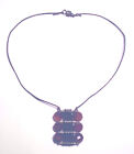 Cool MODERNIST Leather/STERLING 925 Faceted AGATE GEMSTONE NECKLACE signed SS