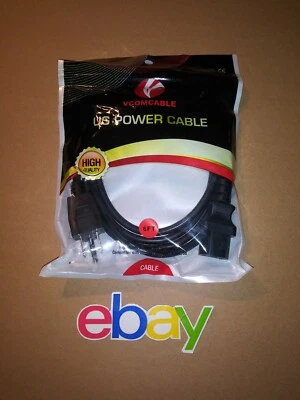US Standard 6 FT UNIVERSAL Power Cord Cable PC Printer XBOX 360 NEW IN BAG - Image 1 of 2