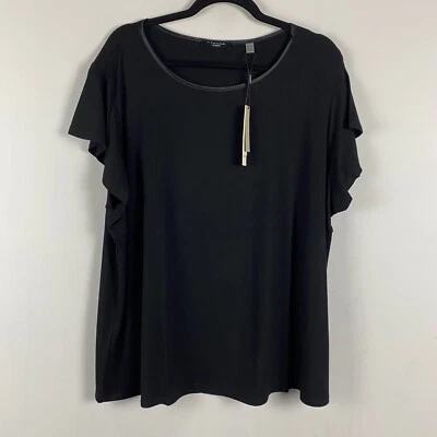 Camiseta Tahari Flutter Manga Gorra Talla 3X Negra Elastizada Foto 1 de 4