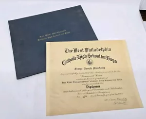 VTG 1938 Diploma The West Philadelphia Catholic High School For Boys w Sleeve - Picture 1 of 8