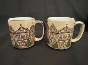 2 Kaffee Tee Tassen English Victorian Houses Cottagecore - Bild 1 von 8