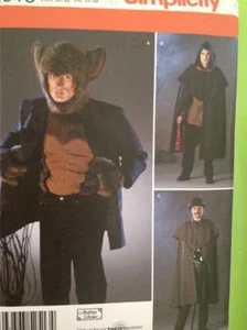 Simplicity Sewing Patterns 2513 Mens Werewolf Jykll Hyde Shelock Size L-XL UC - Picture 1 of 3