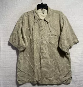 Vtg Bugle Boy Button Shirt Hawaiian Style Brown Floral Mens Large Short Sleeve - Picture 1 of 9