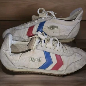 Vtg 1980's Korean VINTAGE RED White Athletic Shoes Size 10 - Picture 1 of 18