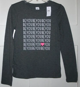 Gap Kids Girl's Long Sleeved "Be You" T-Shirt Gray Size 8 - Picture 1 of 4