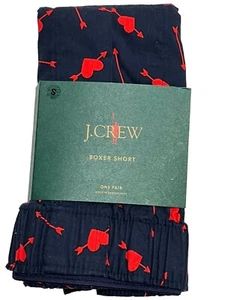 NWT J CREW Boxer Underwear Sz S-M Blue Red Hearts Arrows #J14 - Picture 1 of 5