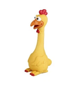 Rubber Chicken Squeaky Dog Toys for Small, Medium or Large Pet Breeds, Yellow - Picture 1 of 6