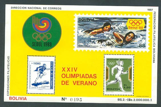 BOLIVIA - OLYMPIC Michel Block # 166 MNH. Vf - Image 1 of 1