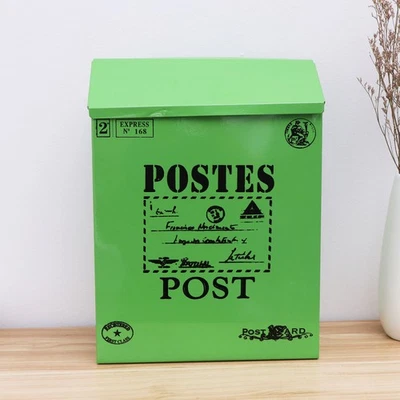  Wall Hanging Mounted Locking Mailbox Vintage Drop Iron Letterbox Post Box with - Image 1 of 4