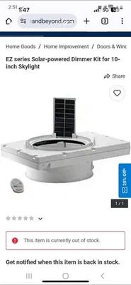 "Atenuador con energía solar ODL para tragaluces tubulares de 10""" Foto 1 de 4