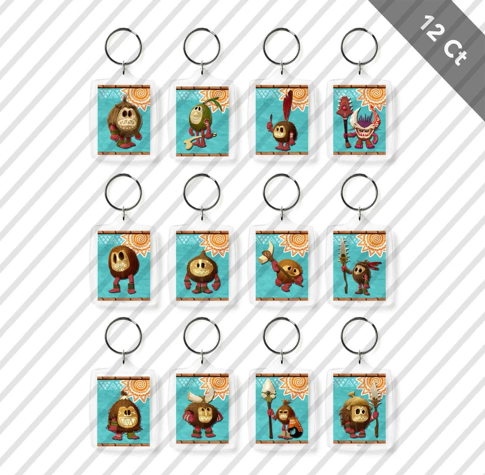 12 Moana Coconuts Characters Keychain Kid Birthday Party Favor Gifts Goodie Bag - Image 1 of 1