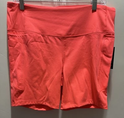 Coral Freeze Bike Shorts Women’s SZ L (12-14) Athletic Works NWT Solid Pockets - Image 1 of 4