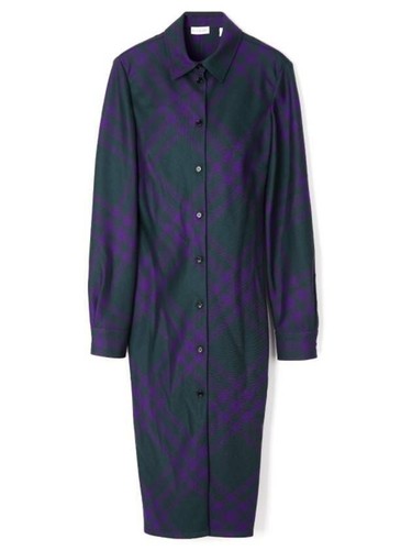 Abito camicia lana a quadri Burberry 133027257