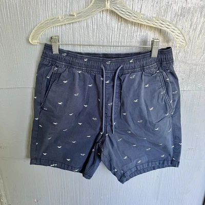 Pantalones Cortos de Jogger Hollister Para Hombre S Azul Marino Estampado de Pájaros Tirar en Chino Cordón Foto 1 de 4