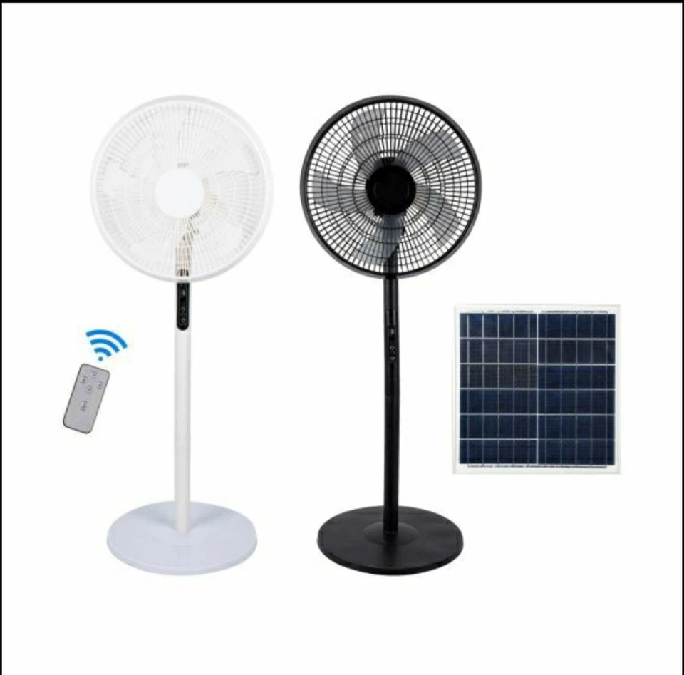 Solar Fan Rechargeable Standing 16inch with Remote and Panel Green New - Image 1 of 1