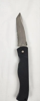 Folding Pocket Knife with Tanto Point & Serrated Blade w/ Metal Belt Clip - Image 1 of 4