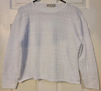 Norm Thompson 女式白色针织拉过毛衣上衣,尺寸 L — 第 1/4 张图片